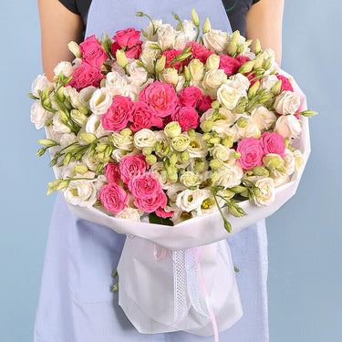Elegant Pink & White Rose Bouquet